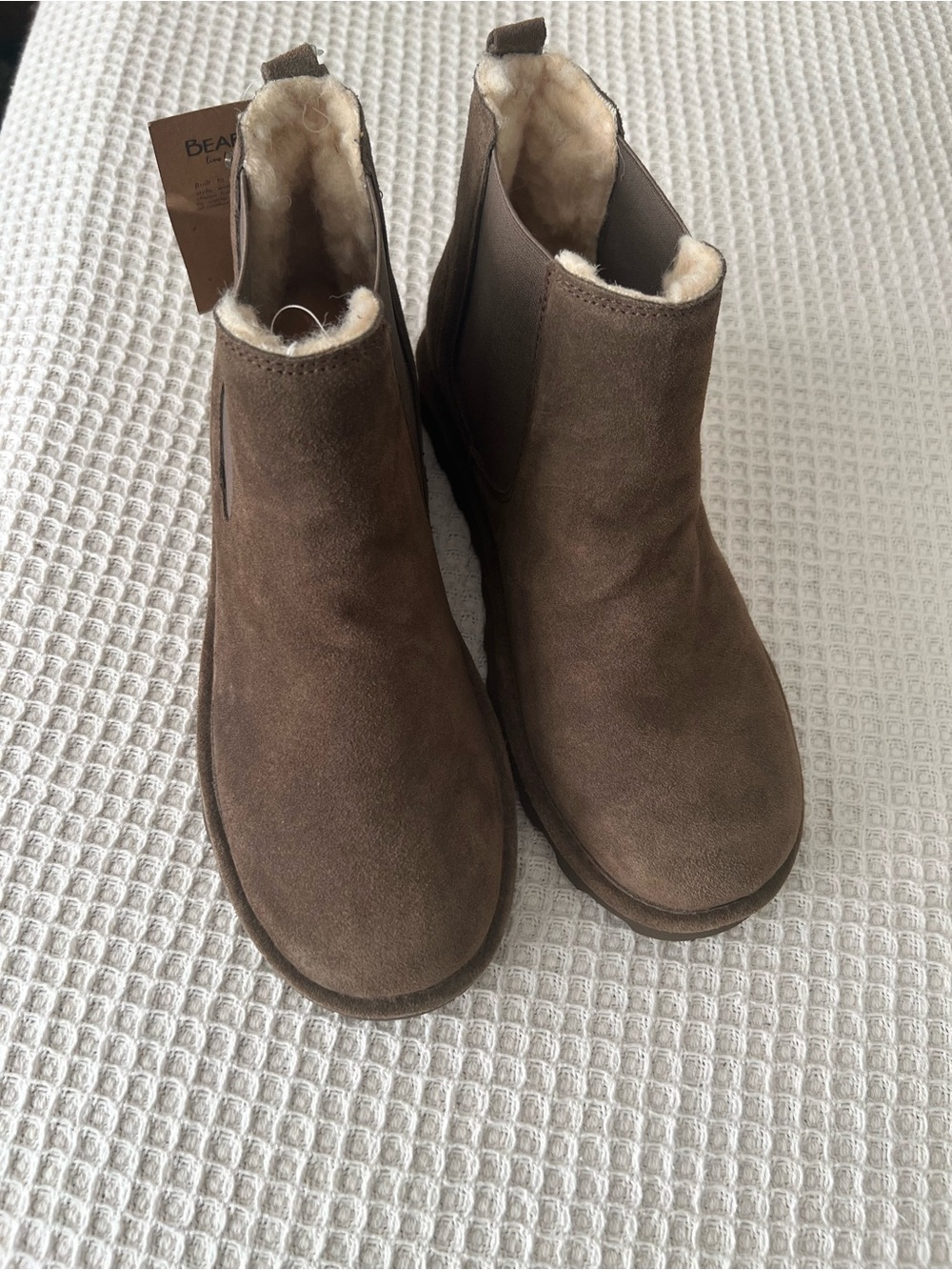 BearPaw Women Brown Suede Slip-On Shearling Boots